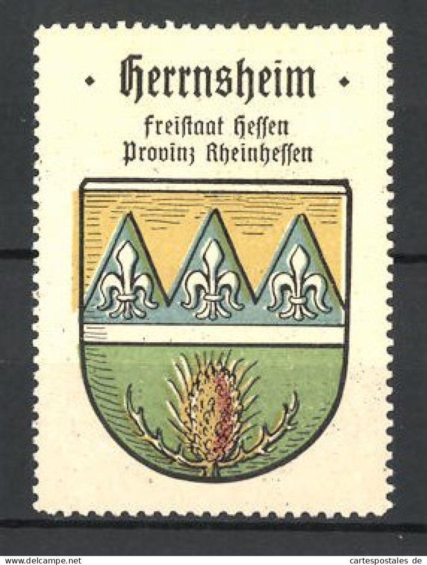 Reklamemarke Herrnsheim, Freistaat Hessen, Provinz Rheinhessen, Stadtwappen  - Cinderellas