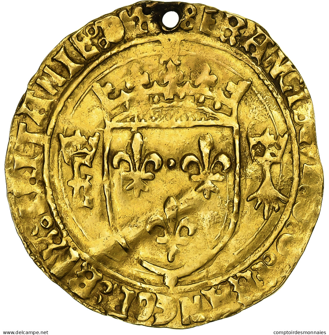 France, François Ier, Écu D'or Au Soleil De Bretagne, Rennes, 3rd Type, Or - 1515-1547 François 1er