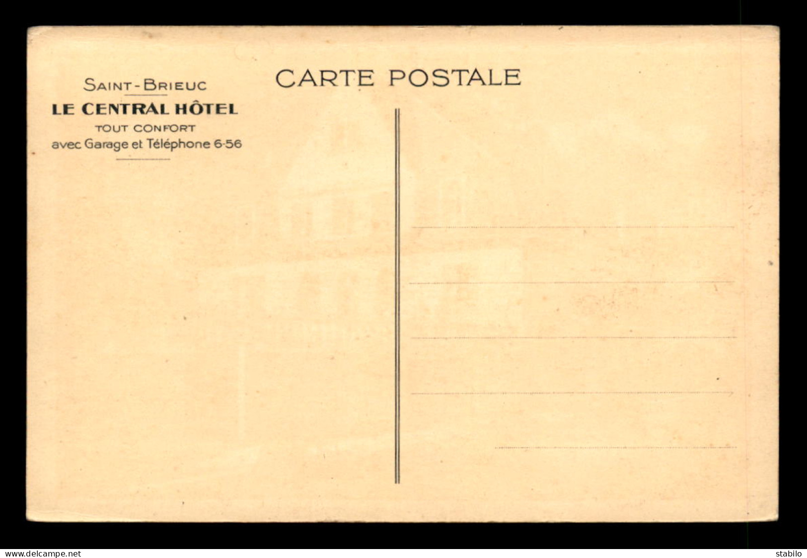 22 - SAINT-BRIEUC - LE CENTRAL HOTEL - CARTE ILLUSTREE - Saint-Brieuc