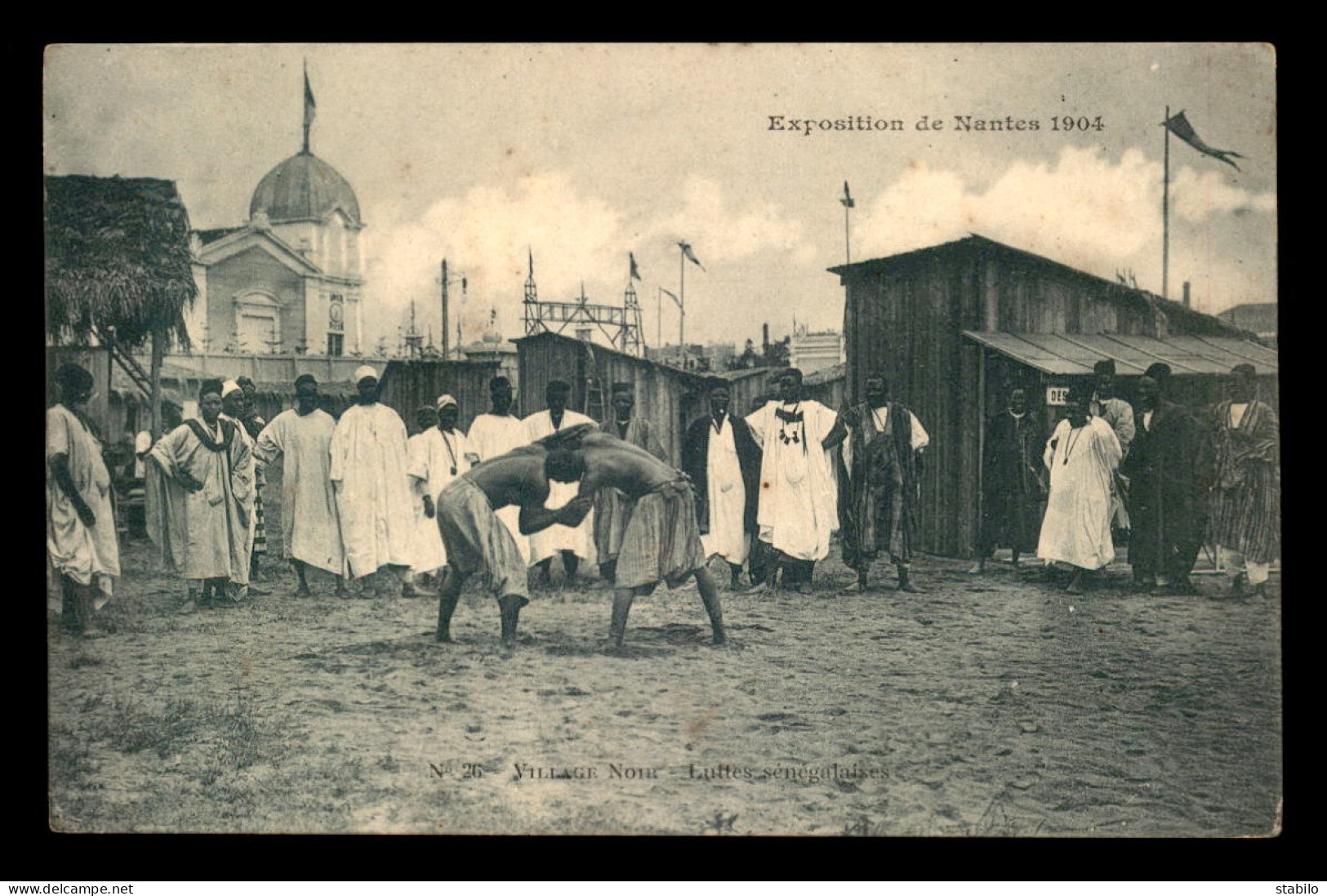 44 - NANTES - EXPOSITION DE NANTES 1904 - LE VILLAGE NOIR - LUTTE SENEGALAISE - Nantes