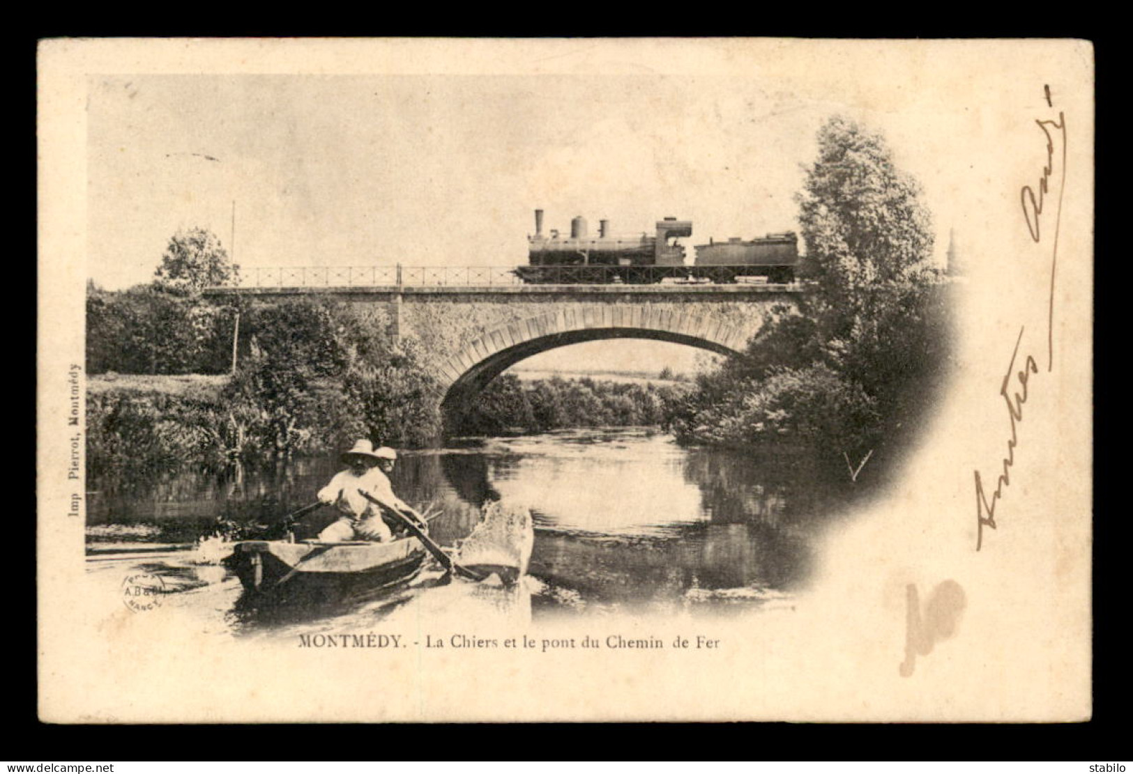 55 - MONTMEDY -  LA CHIERS ET TRAIN SUR LE PONT DU CHEMIN DE FER - EDITEUR PIERROT - Montmedy