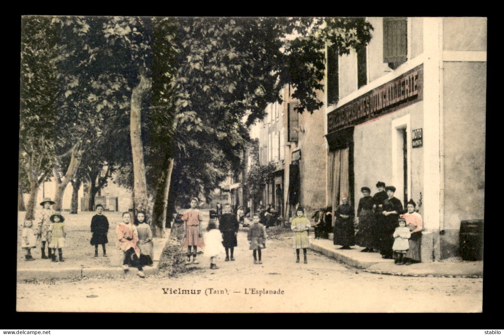 81 - VIELMUR - L'ESPLANADE - EPICERIE-QUINCAILLERIE DU PROGRES - CARTE COLORISEE - Vielmur Sur Agout