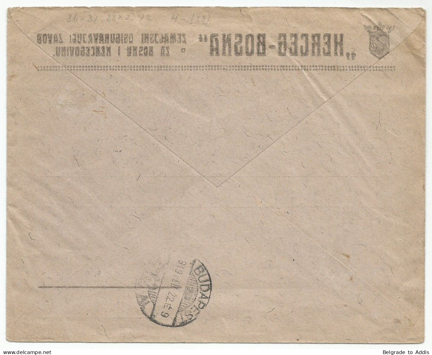 Yugoslavia Kingdom SHS Bosnia Jugoslawien Registered Letter Sent From Sarajevo To Budapest Hungary 1919 - Storia Postale