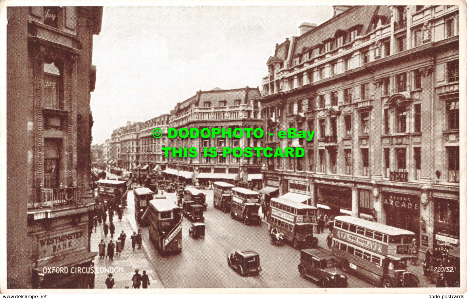 R481384 Oxford Circus London. 220152. Photo Brown. Valentines - Andere & Zonder Classificatie