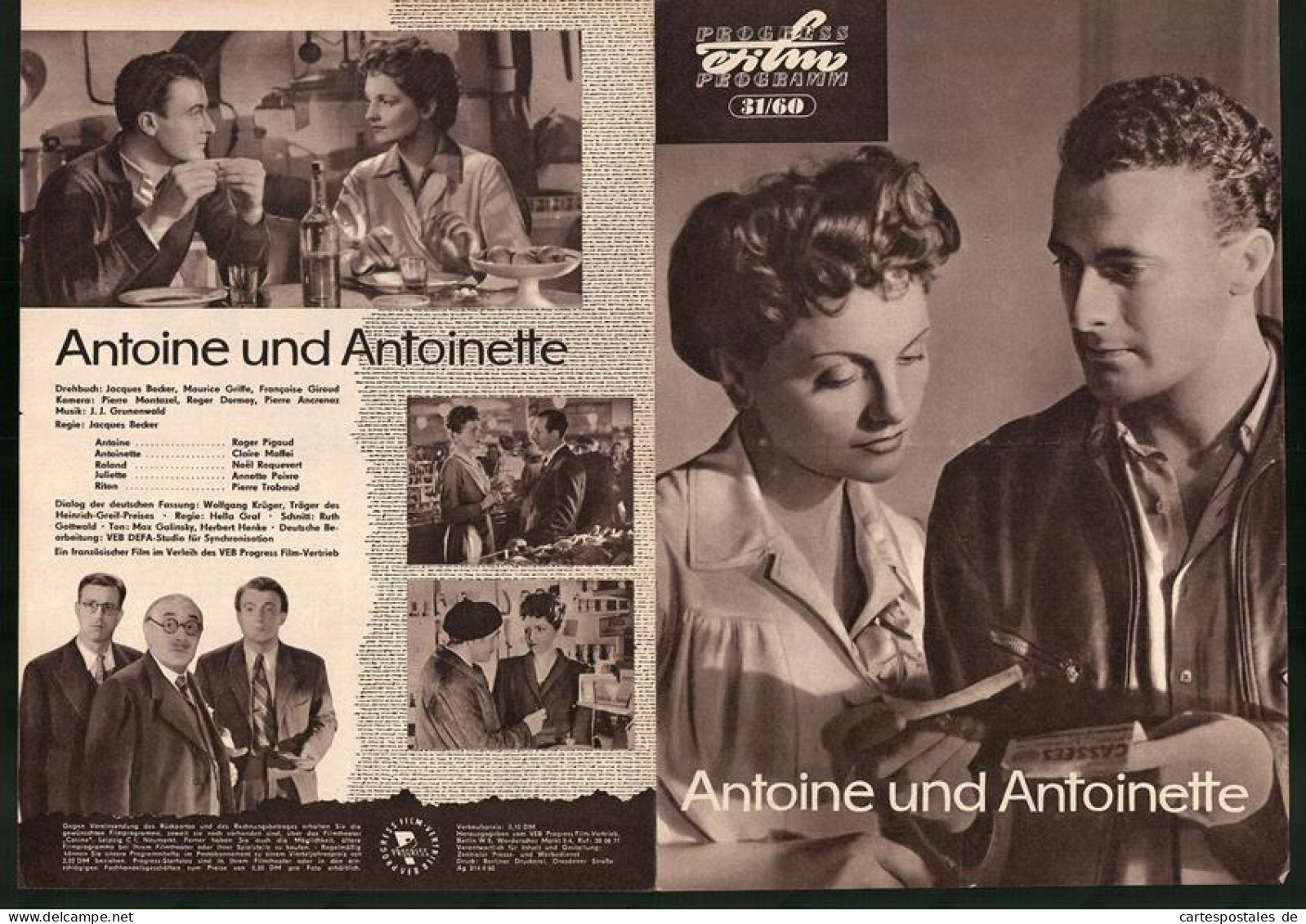 Filmprogramm PFP Nr. 31 /60, Antoine Und Antoinette, Roger Pigaud, Claire Maffei, Regie: Jacques Becker  - Zeitschriften