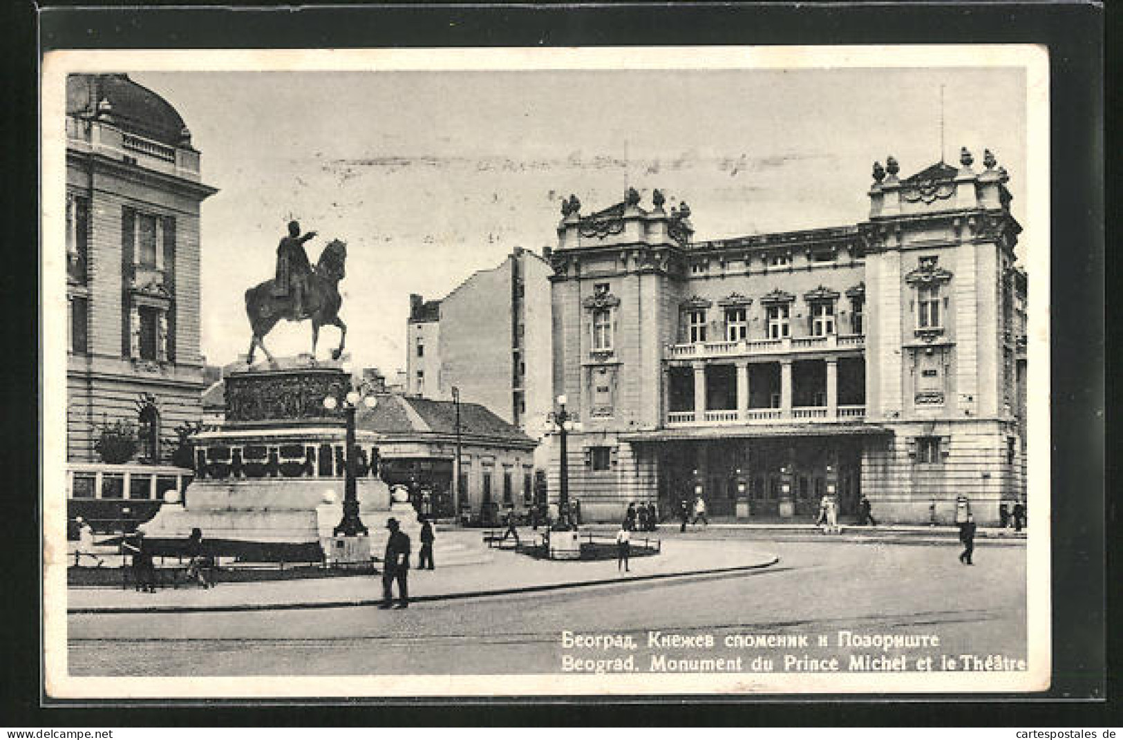 AK Beograd, Monument Du Prince Michel Et Le Téâtre  - Serbien
