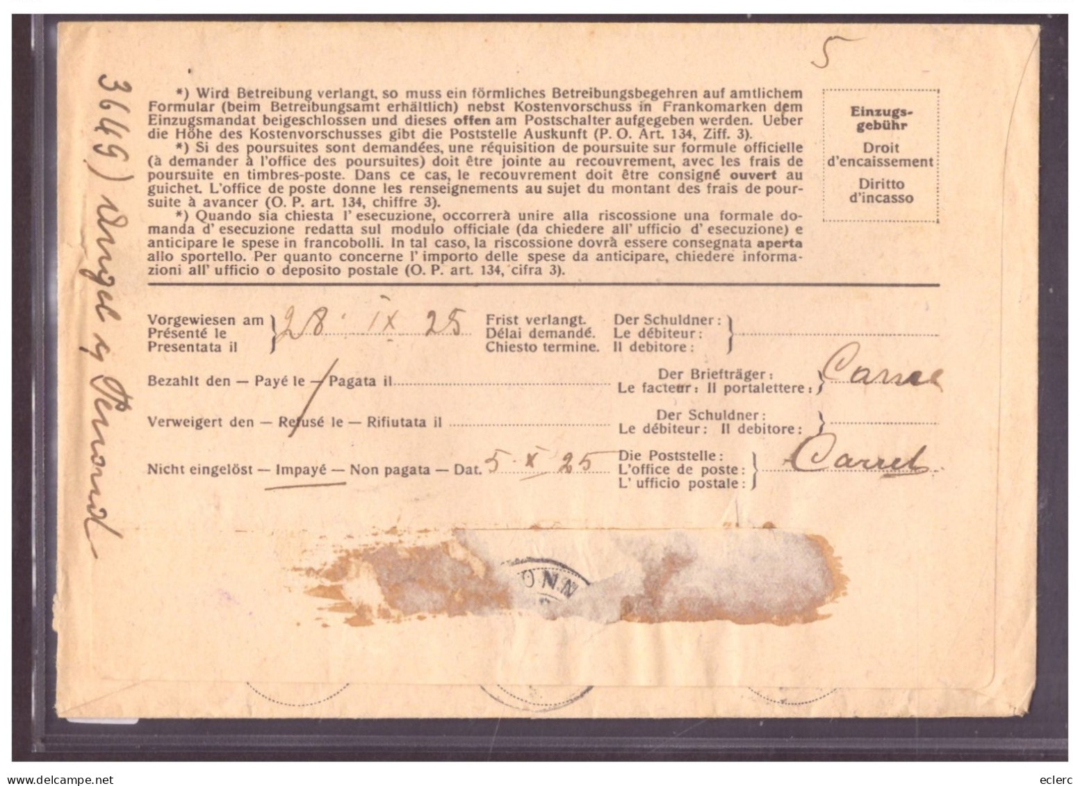 RECOUVREMENT - EINZUG - Covers & Documents