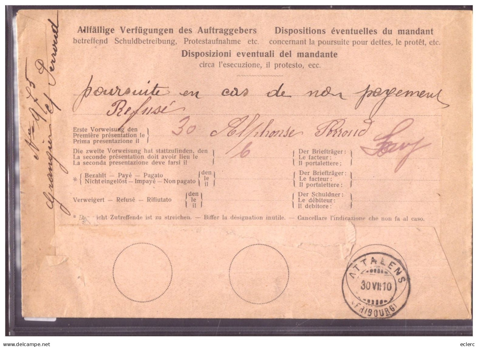 RECOUVREMENT - EINZUG - Covers & Documents