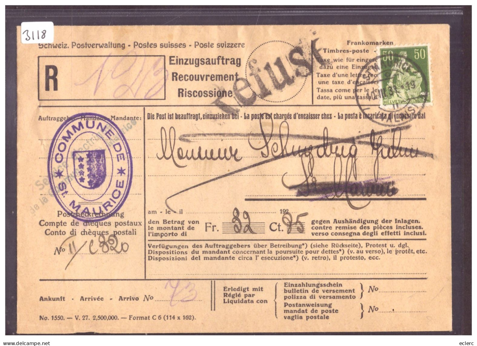 RECOUVREMENT - EINZUG - Covers & Documents