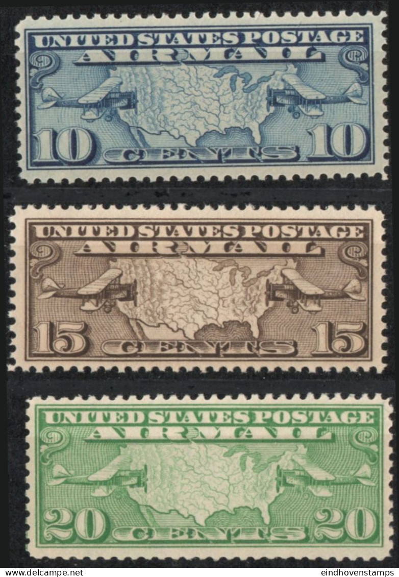 USA 1926 Airmail Stamps 3 Values MNH Map United States, Planes - Ungebraucht