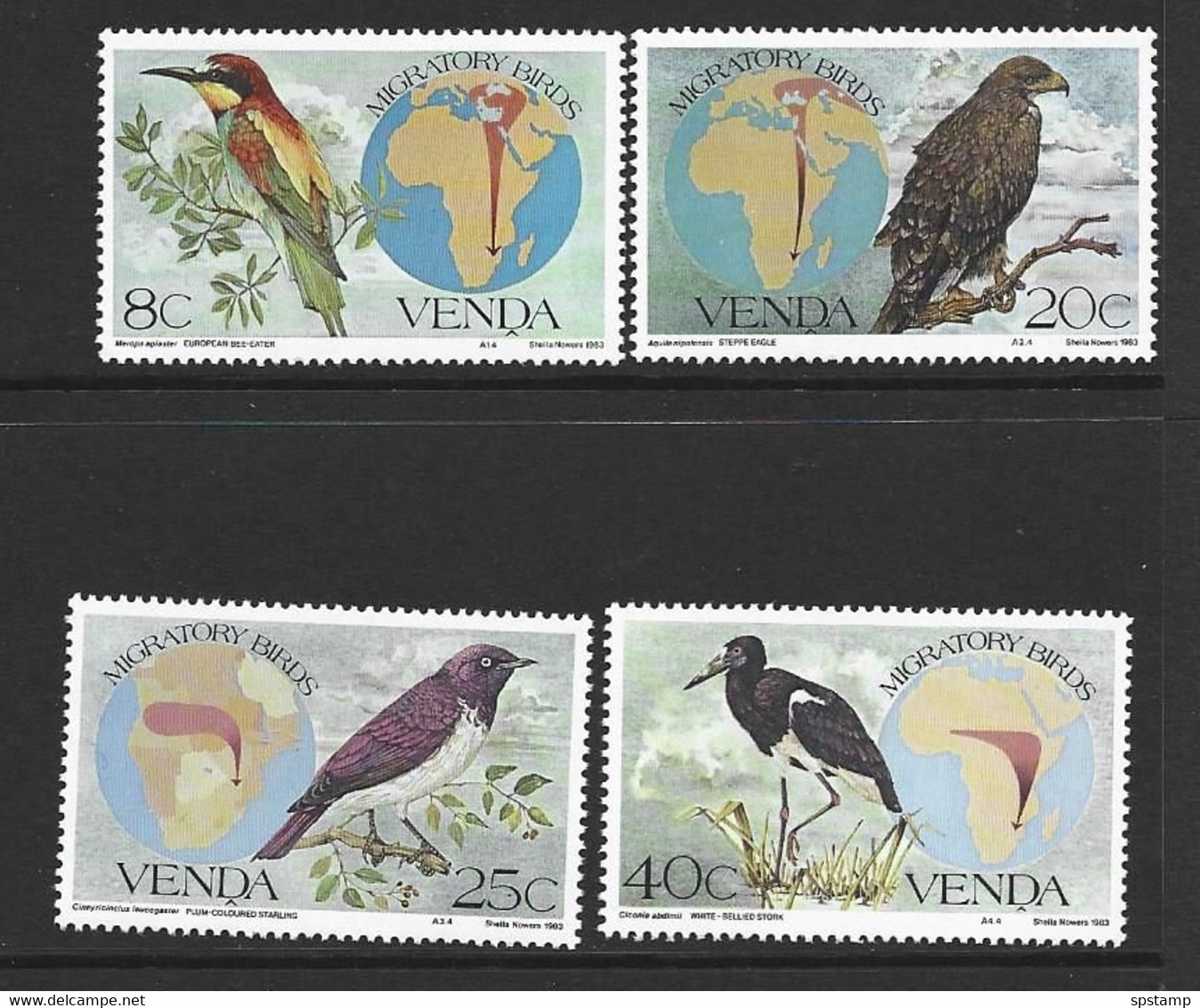 Venda 1983 Migrating Bird And Map Set Of 4 MNH - Sonstige & Ohne Zuordnung