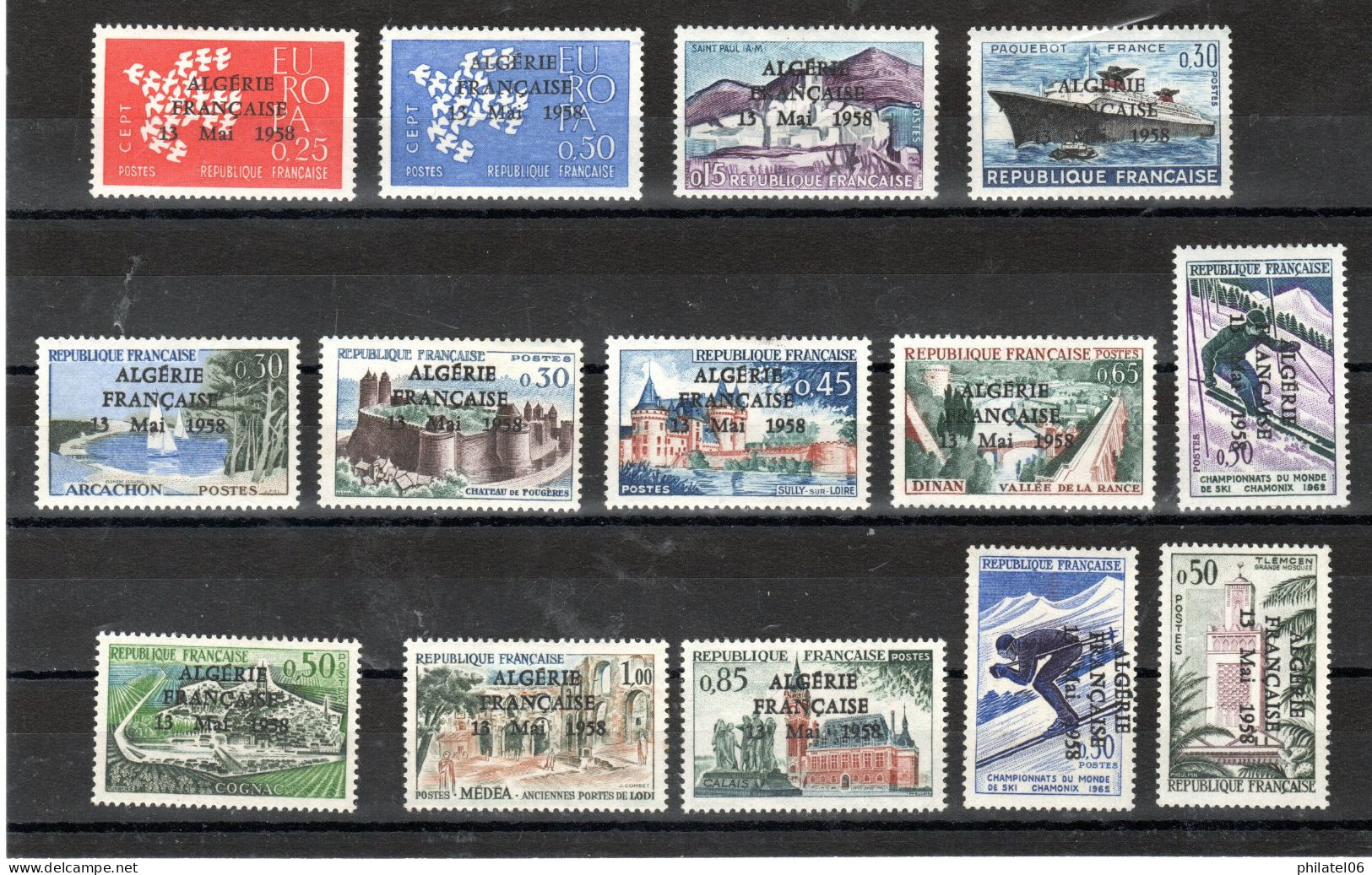 ALGERIE FRANCAISE  RARE SERIE TIRAGE 2000  MH* SURCHARGHEE 13 MAI 1958 - Unused Stamps