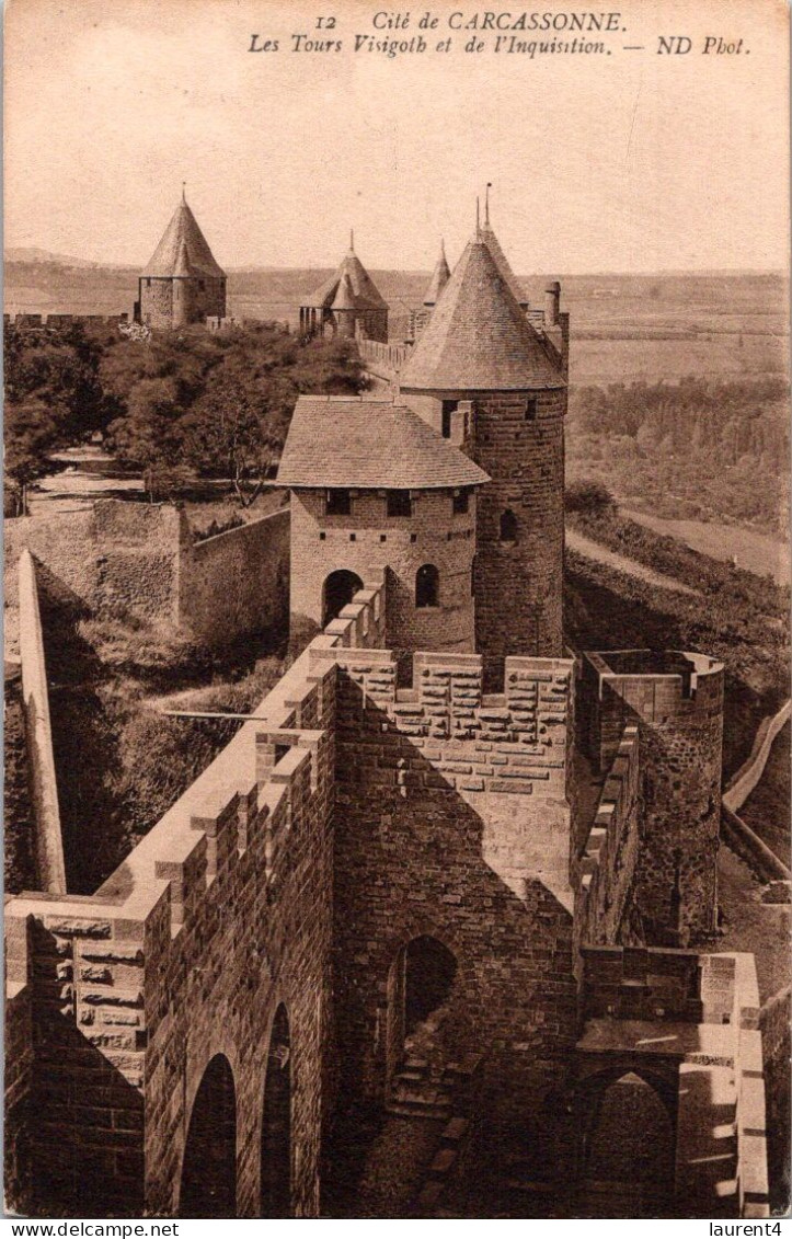 24-4-2024 (2 Z 51) VERY OLD _ Sepia / FRANCE - Cité De Carcassonne (Fortified City Castle) 2 Postcards - Kastelen