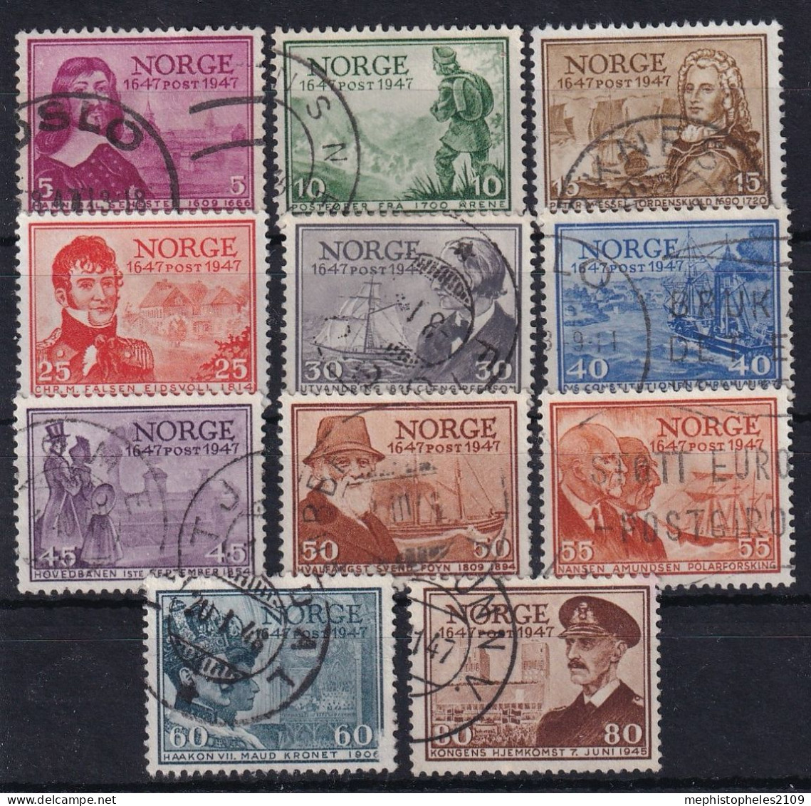 NORWAY 1947 - Canceled - Mi 323-333 - Oblitérés