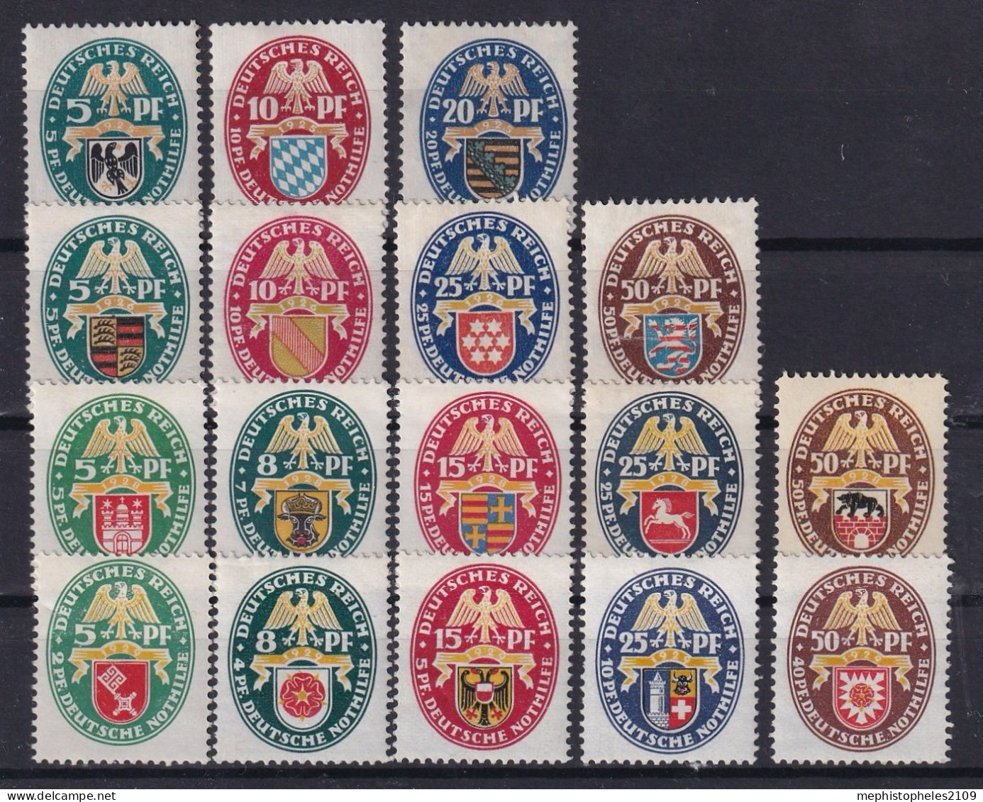 DEUTSCHES REICH 1925-29 - MLH - Mi 375-377, 398-401, 425-429, 430-434 - Unused Stamps