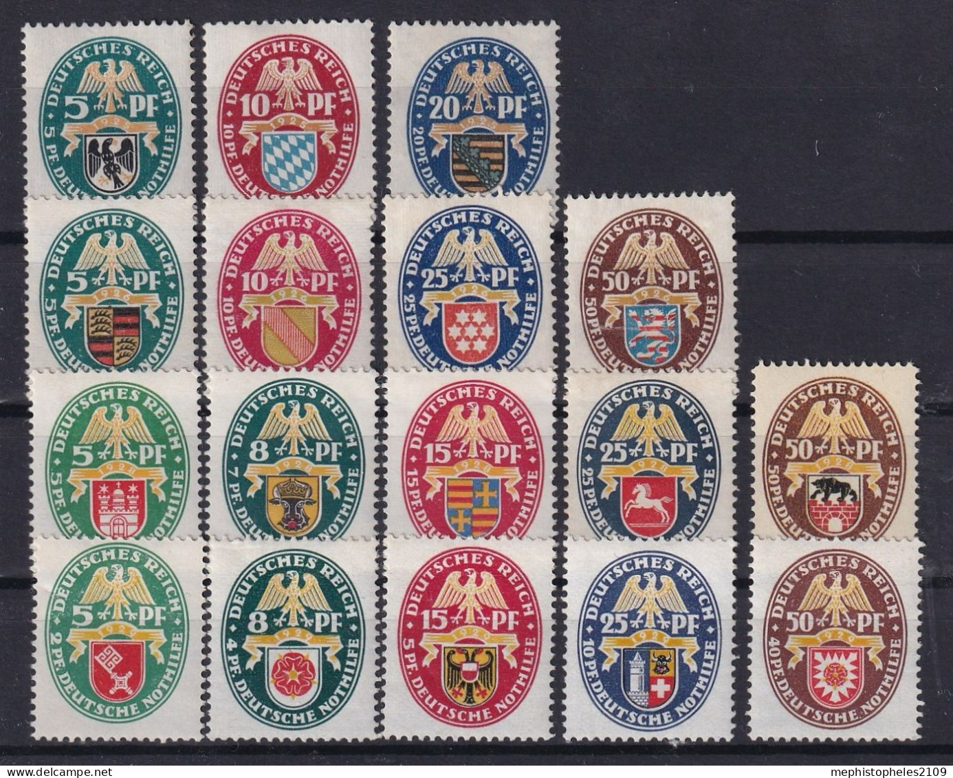 DEUTSCHES REICH 1925-29 - MLH - Mi 375-377, 398-401, 425-429, 430-434 - Nuevos