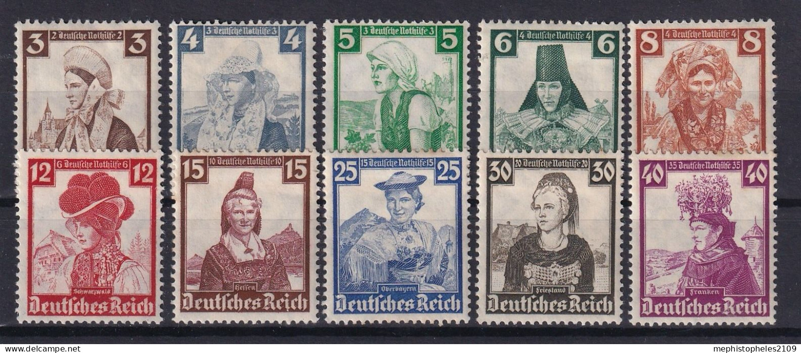 DEUTSCHES REICH 1935 - MNH - Mi 588-597 - Ungebraucht