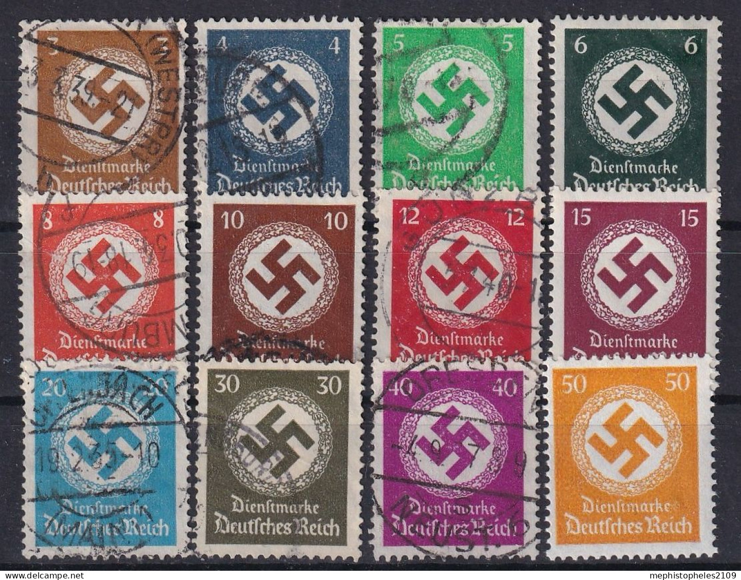 DEUTSCHES REICH 1934 - Canceled - Mi 132-143 - Dienstmarken - Gebraucht