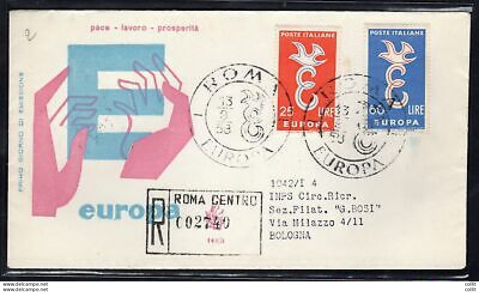 Italia FDC Venetia 1958 Europa '58  Viaggiata Racc. Per L'Italia - FDC