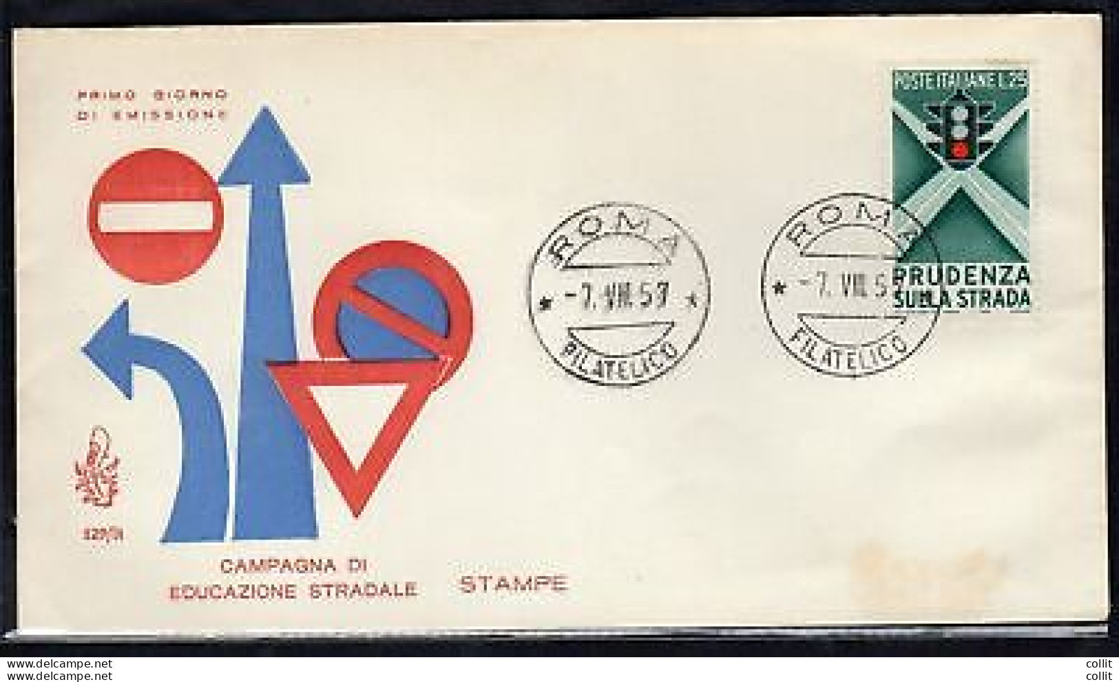 Italia FDC Venetia 1957 Educazione Stradale  Non Viaggiata - FDC