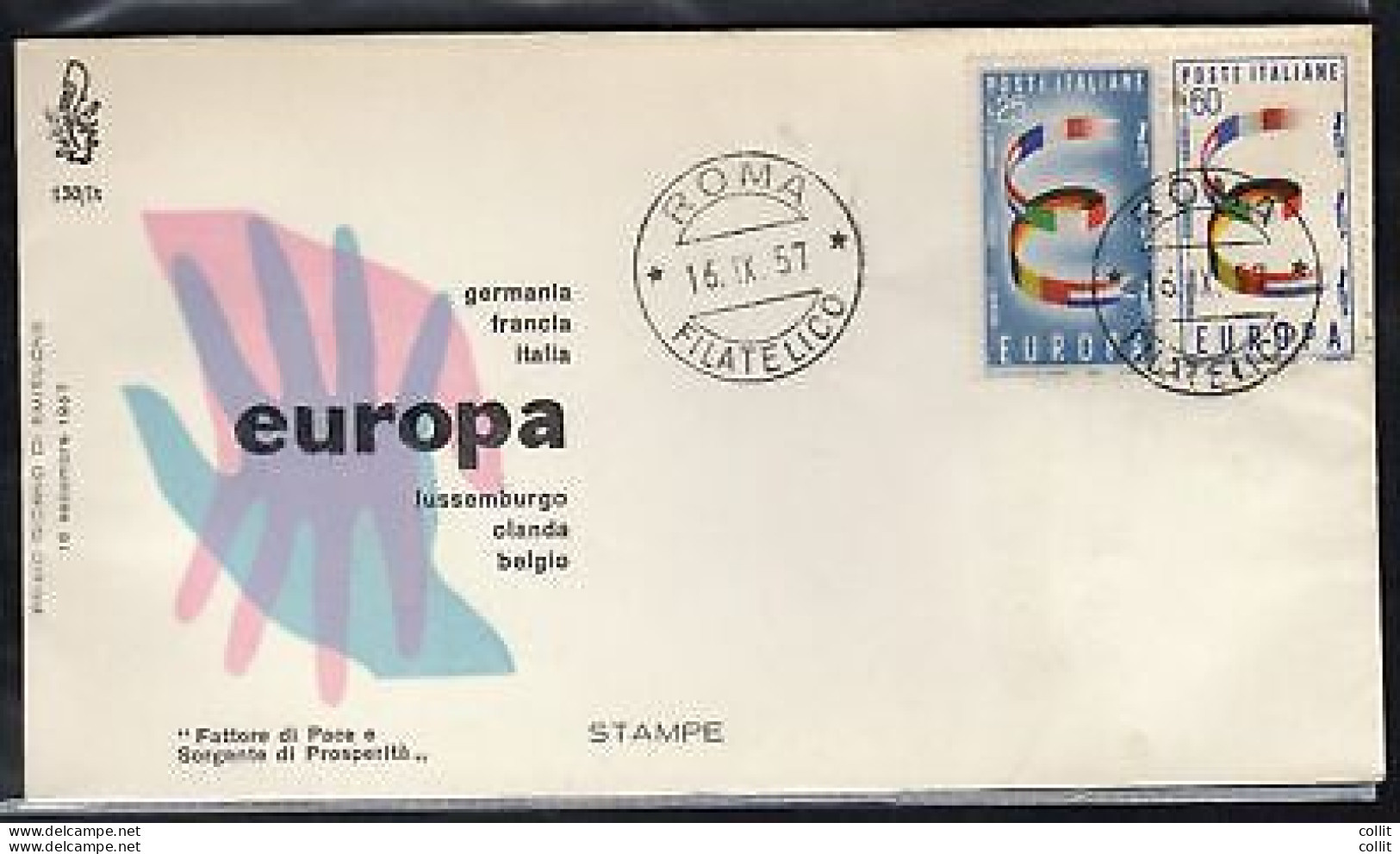 Italia FDC Venetia 1957 Europa  Non Viaggiata - FDC