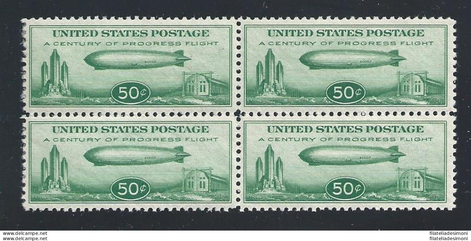 1933 Stati Uniti, Posta Aerea N 18 , Dirigibile Zeppelin , MNH** QUARTINA - Andere & Zonder Classificatie