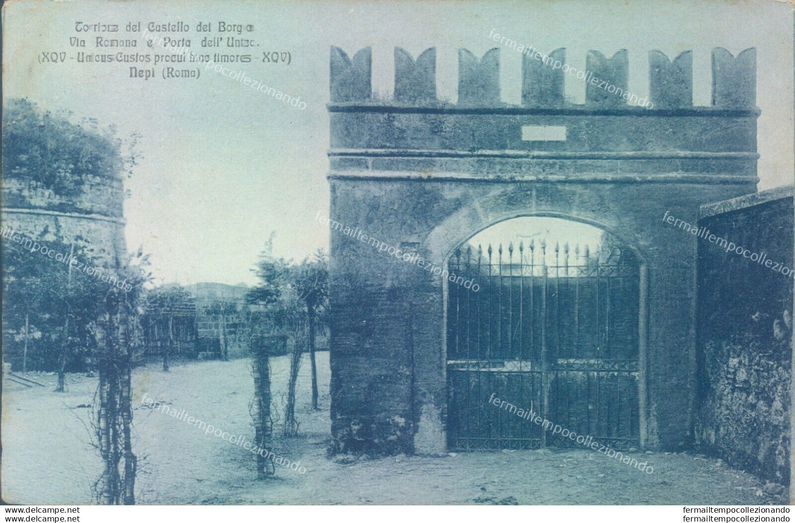 T166 Cartolina Nepi Torrione Del Castello Del Borgia Via Romana 1923 Viterbo - Viterbo