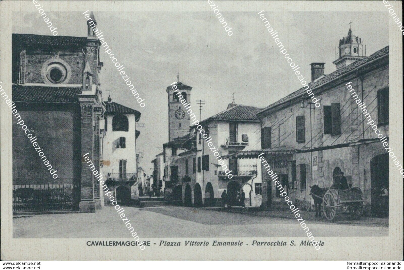 Az431 Cartolina Cavallermaggiore Piazza Vittorio Emanuele Cuneo 1943 - Cuneo