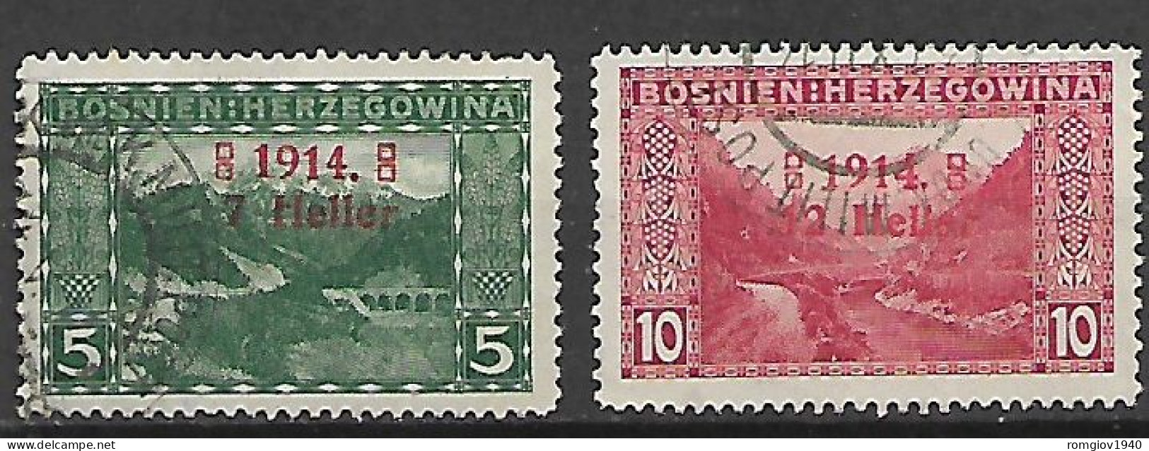 BOSNIA EZERGOVINA 1914 FRANCOBOLLI SOPRASTAMPATI UNIF. 85-86  USATI  VF - Bosnien-Herzegowina