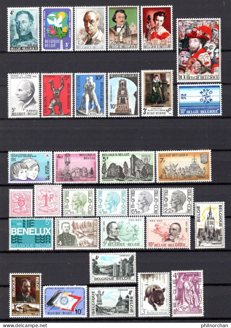 Belgique 1974,1975  Neufs**  TB 68 Timbres Différents  7 €    (cote 47,25 €, 68 Valeurs) - Ungebraucht