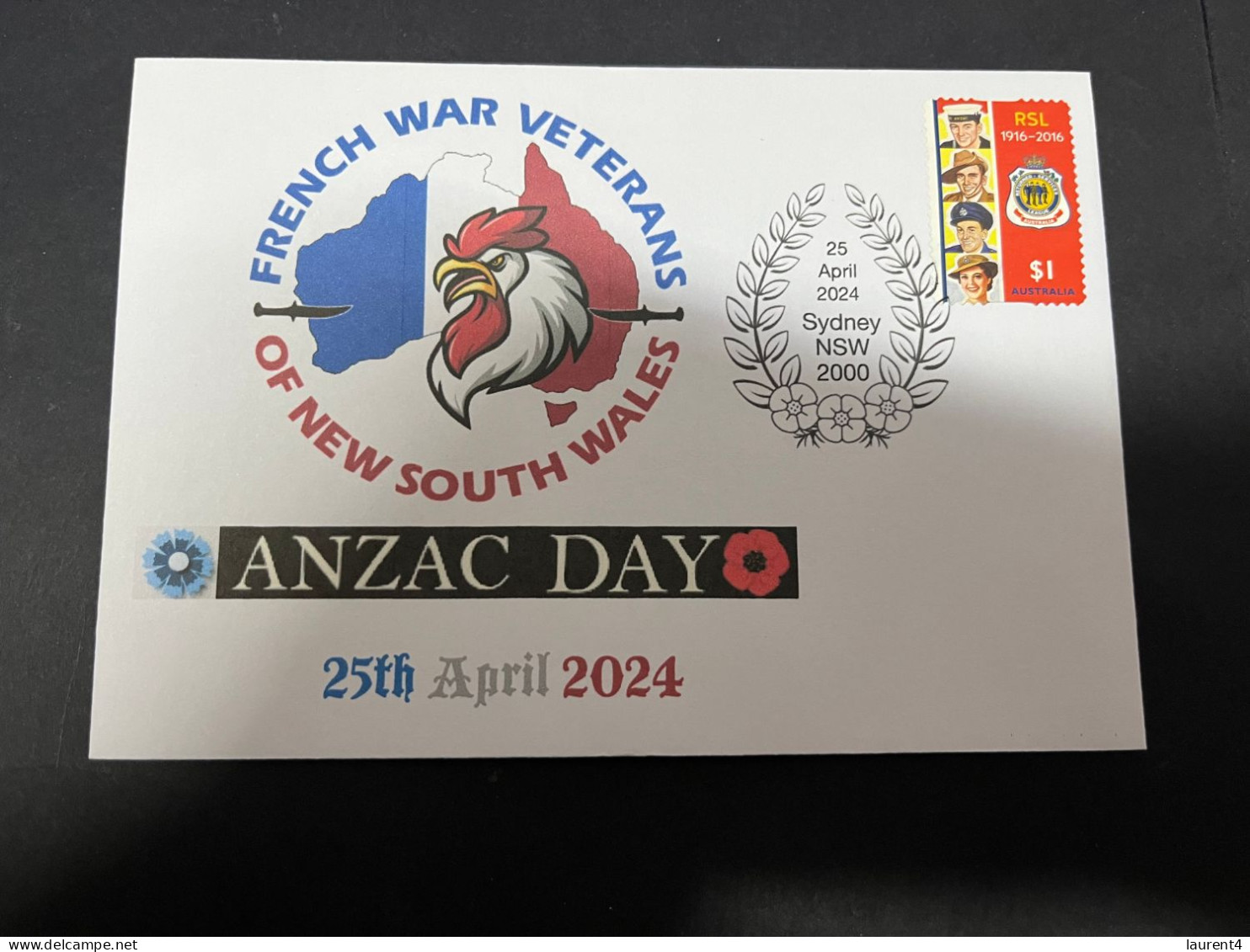 24-4-2024 (2 Z 52) Australia ANZAC 2024 - Special Cover Postmarked 25 April 2024 (French War Veterans Of NSW) - Militares