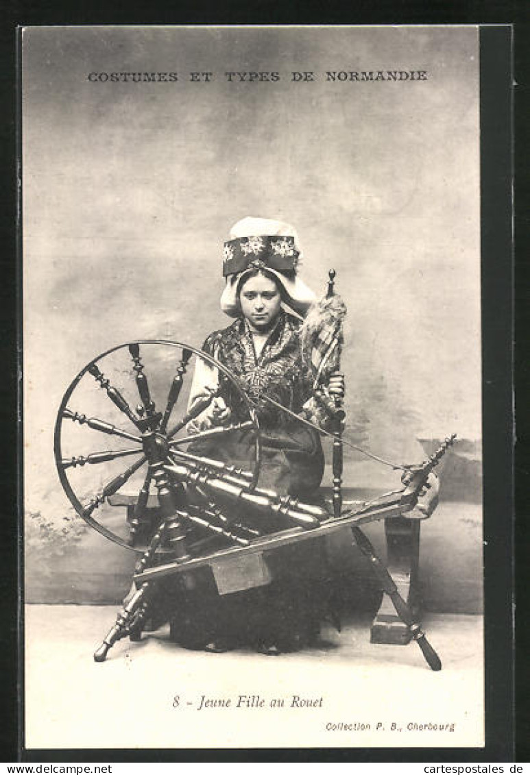 CPA Costumes Et Types De Normandie, Jeune Fille Au Rouet  - Ohne Zuordnung