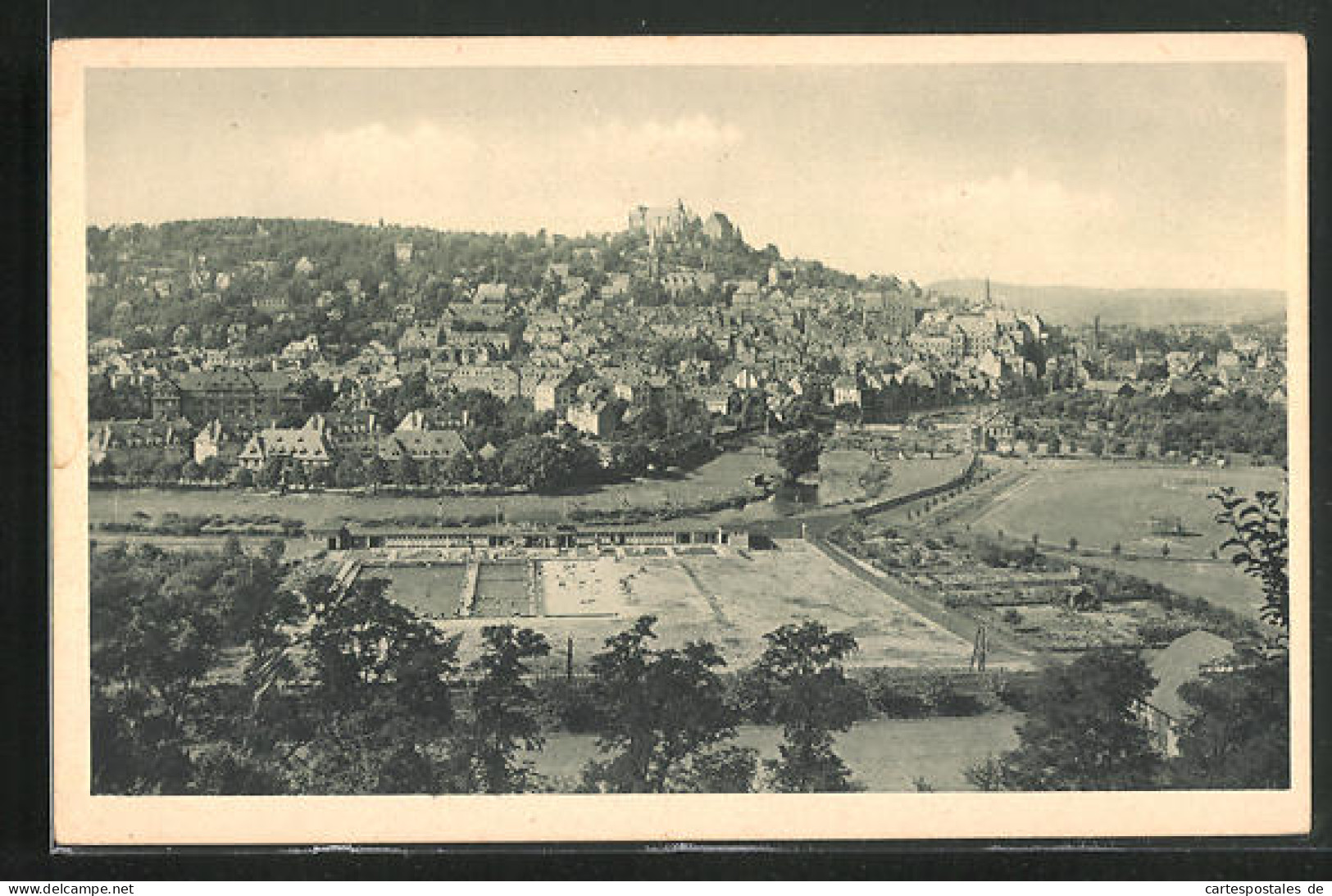 AK Marburg, Blick Von Der Bismarckpromenade Mit Sommerbad  - Marburg