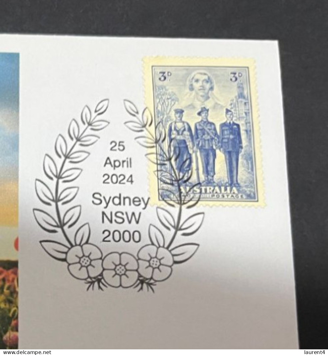 24-4-2024 (2 Z 52) Australia ANZAC 2024 - Special Cover Postmarked 25 April 2024 (Poppies Field) - Militares