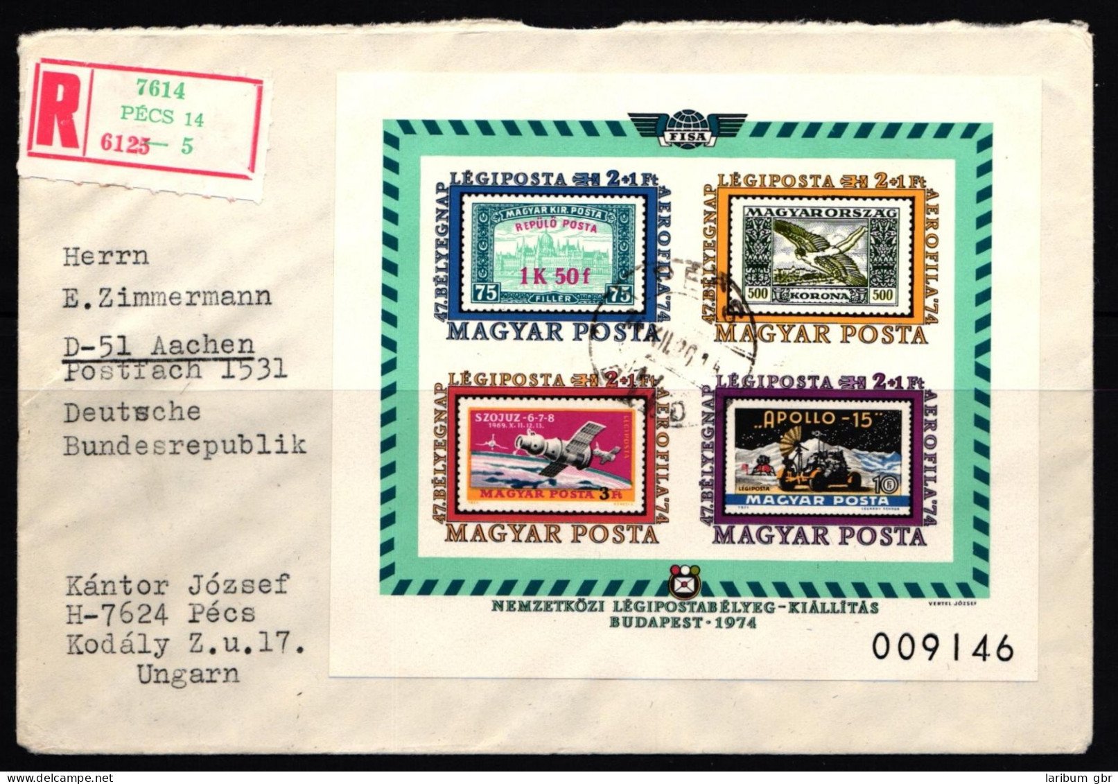Ungarn Block 109 B Auf Brief Nach Aachen Gelaufen- #JE586 - Autres & Non Classés
