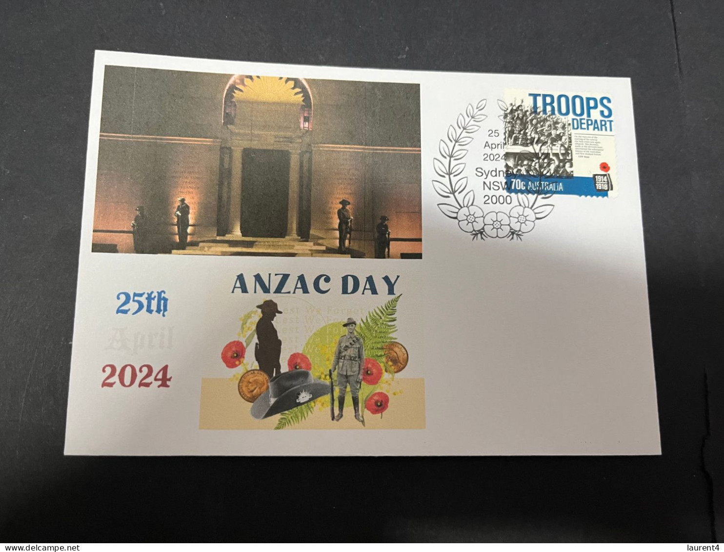 24-4-2024 (2 Z 52) Australia ANZAC 2024 - Special Cover Postmarked 25 April 2024 (War Memorial) - Militares