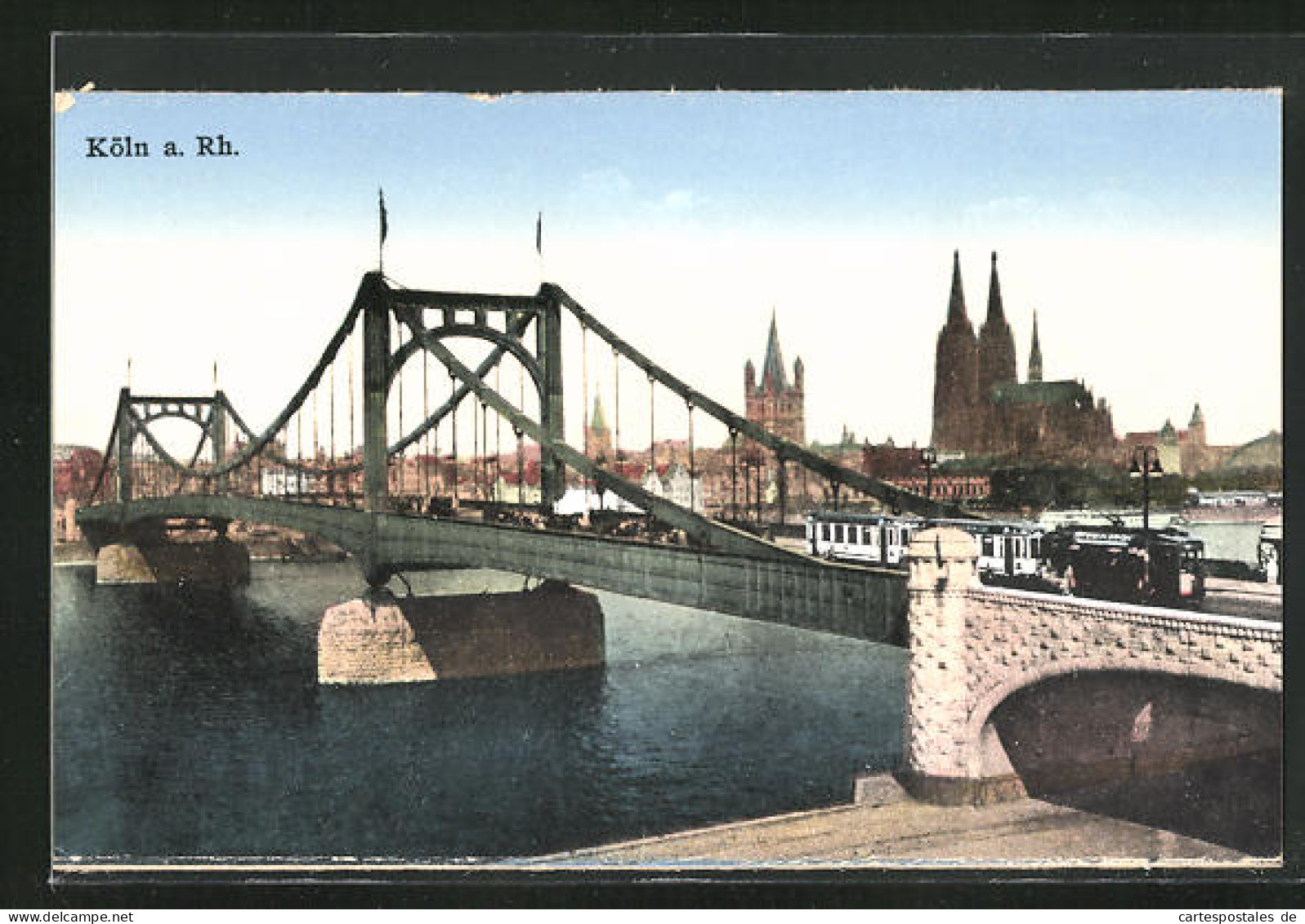AK Köln, Partie Am Rhein Mit Dom Und Hängebrücke  - Köln