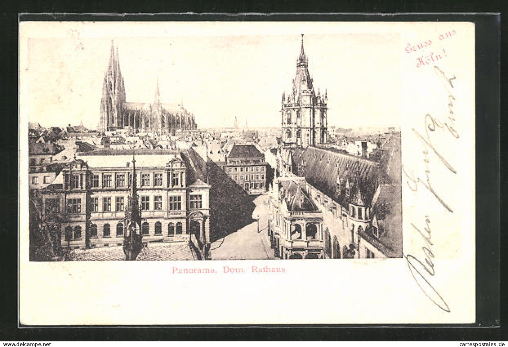 AK Köln, Panorama, Dom, Rathaus  - Koeln