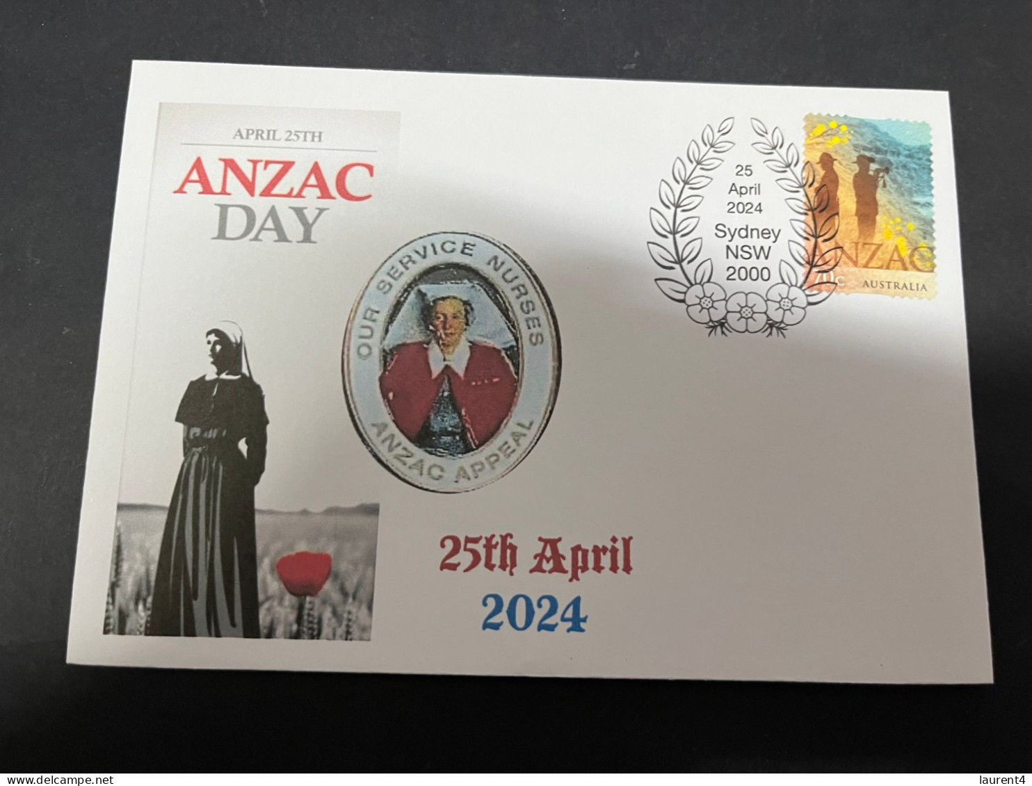 24-4-2024 (2 Z 52) Australia ANZAC 2024 - Special Cover Postmarked 25 April 2024 (Red Cross Nurse) - Militaria