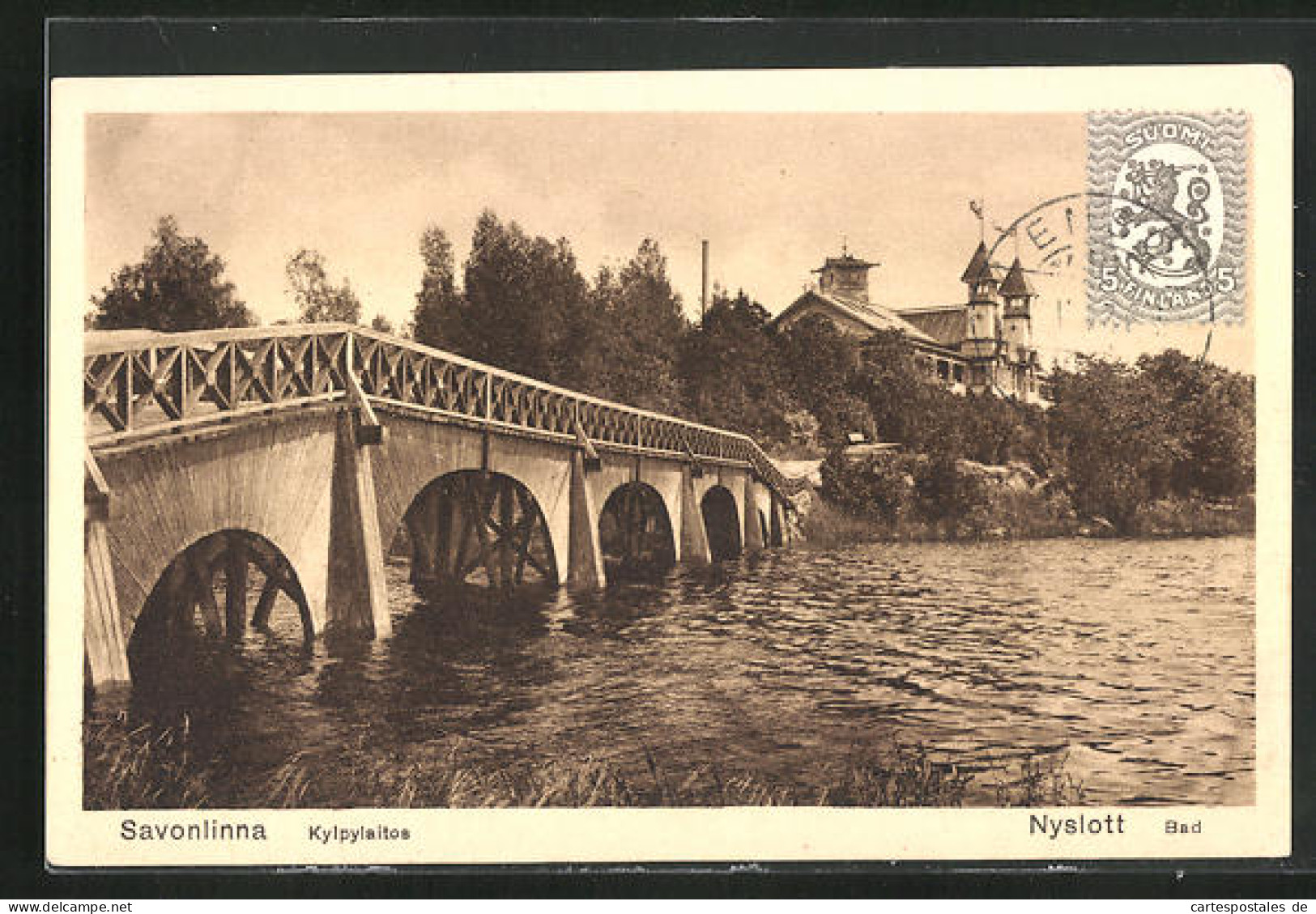 AK Nyslott, Flusspartie Mit Brücke  - Finland