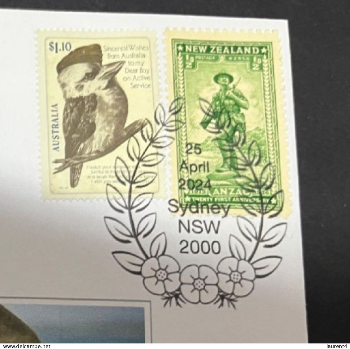 24-4-2024 (2 Z 52 A) Australia ANZAC 2024 - Special Cover Postmarked 25 April 2024 (NZ + OZ ANZAC Stamps) - Militares