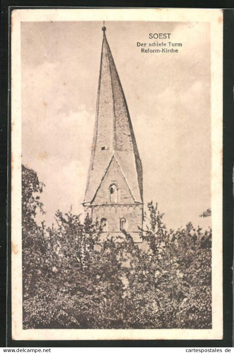 AK Soest, Der Schiefe Turm Reform-Kirche  - Soest