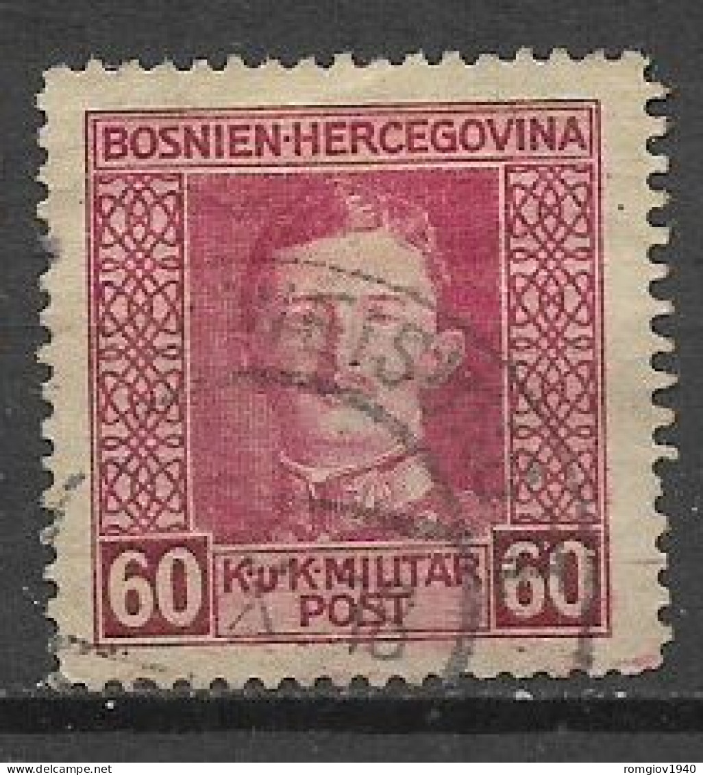 BOSNIA EZERGOVINA 1917  EFFIGE DI CARLO I°  UNIF. 131 USATO VF - Bosnië En Herzegovina