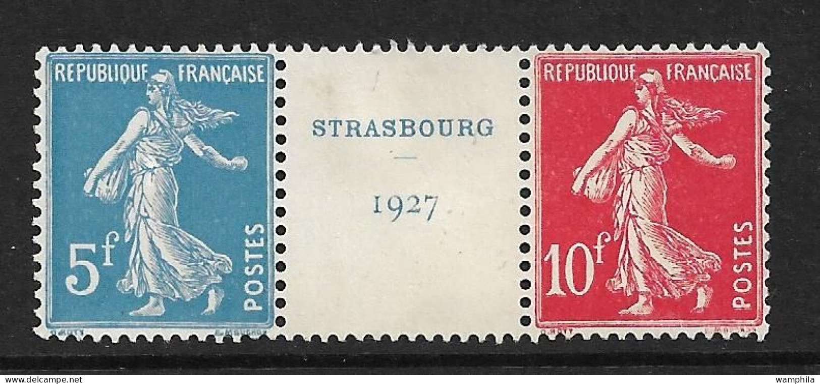 France 1927 N°242A **/*paire Avec Intervalle, Superbe Centrage. Cote +1000€ - Unused Stamps