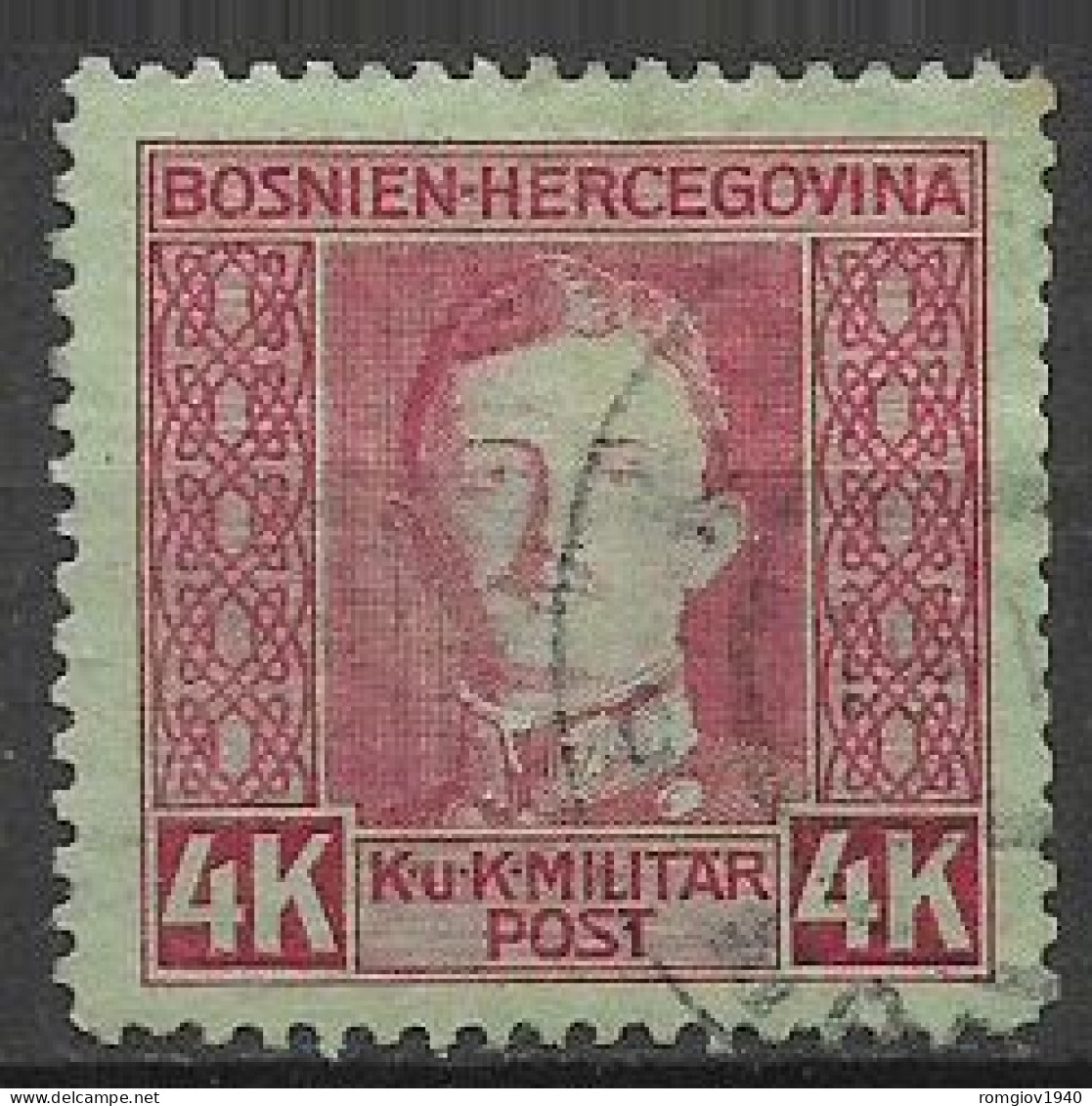 BOSNIA EZERGOVINA 1917  EFFIGE DI CARLO I°  UNIF. 136  USATO  VF - Bosnie-Herzegovine