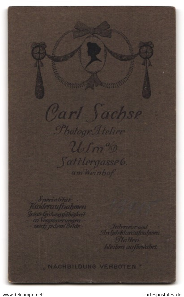 Fotografie Carl Sachse, Ulm A. D., Sattlergasse 6, Portrait Soldat In Gardeuniform Mit Epauletten Und Schützenschnur  - Guerre, Militaire