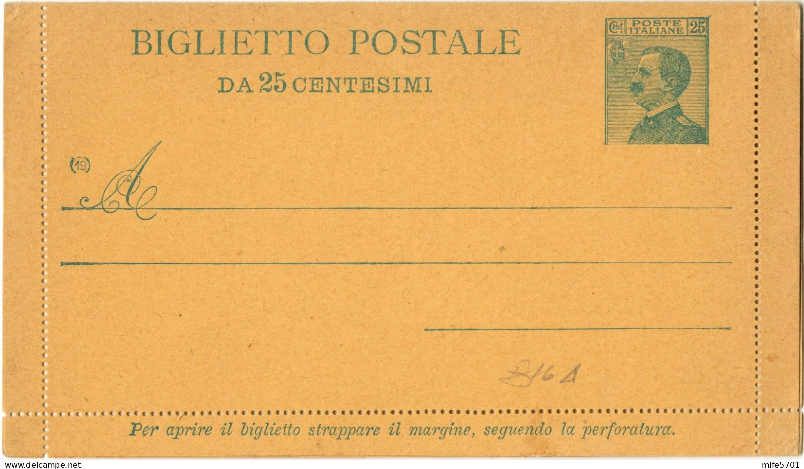 REGNO D'ITALIA B16A - 1919 BIGLIETTO POSTALE TIPO 'MICHETTI' DA C. 25 V.E.III VOLTO A SINISTRA - NUOVO FILAGRANO B16A - Entero Postal