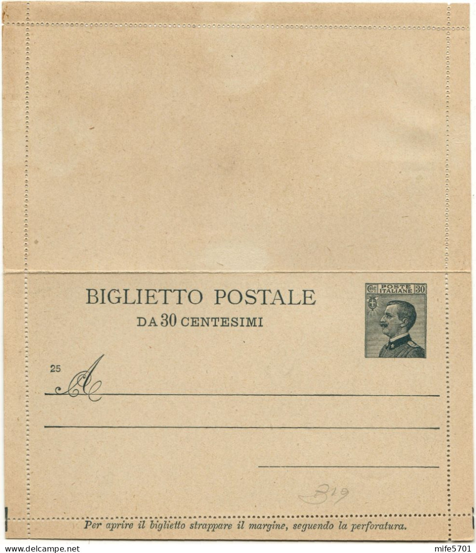 REGNO D'ITALIA B19 - 1925 BIGLIETTO POSTALE TIPO 'MICHETTI' DA C. 30 V.E.III VOLTO A SINISTRA - NUOVO FILAGRANO B19 - Ganzsachen