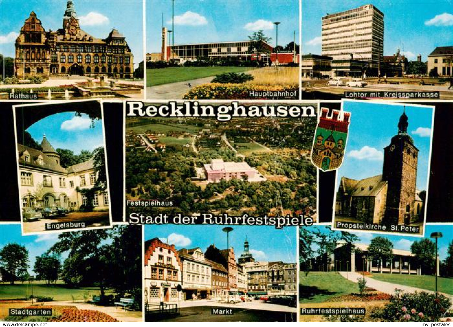 73933720 Recklinghausen__Westfalen Rathaus Hauptbahnhof Lohtor Engelsburg Festsp - Recklinghausen