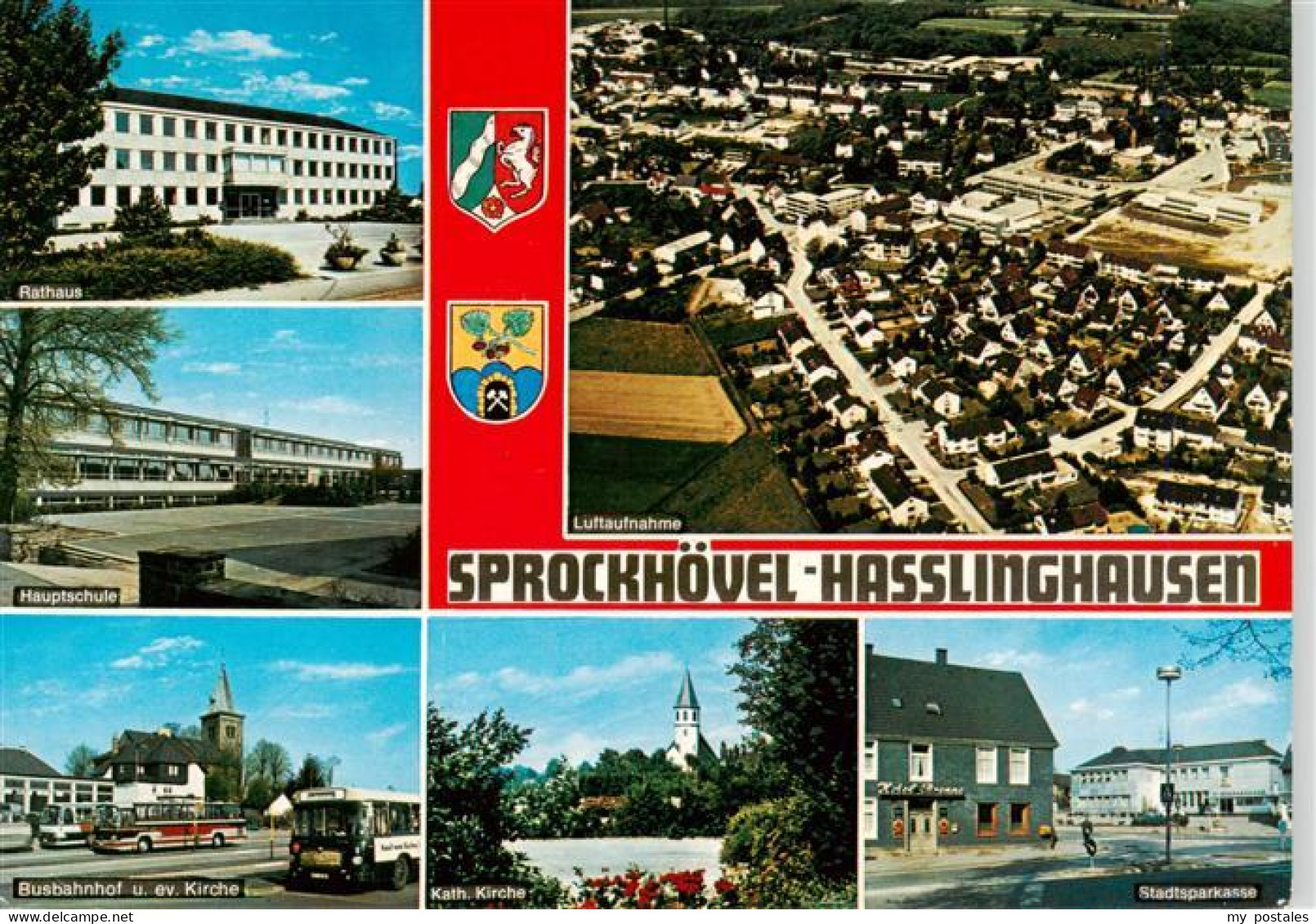 73933707 Sprockhoevel Rathaus Hauptchule Busbahnhof Kath Kirche Stadtsparkasse - Sprockhövel